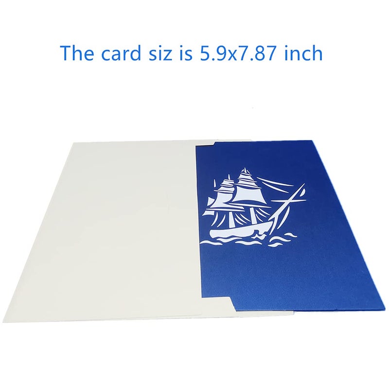 the love 2-Pack Sailing Boat Pop Up Cards Greeting Cards for Men and Boys Congratulation, for Special Day Father's Day Valentine's Day, Birthday or Wedding, with Envelope (Navy) - Image 5